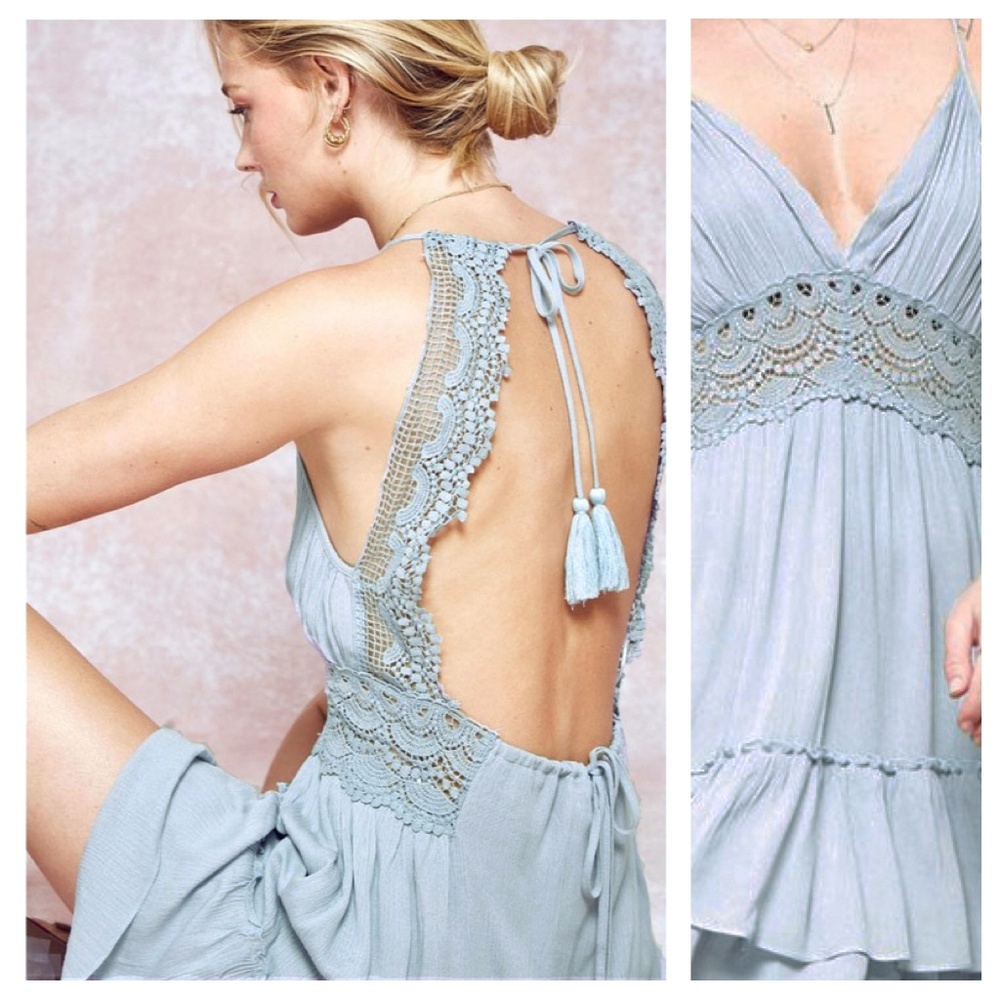 🦋🦋Blue Dress With Back Tassel Tie
